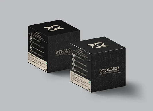 Black edible glitter bomb by Staller for sparkling drinks