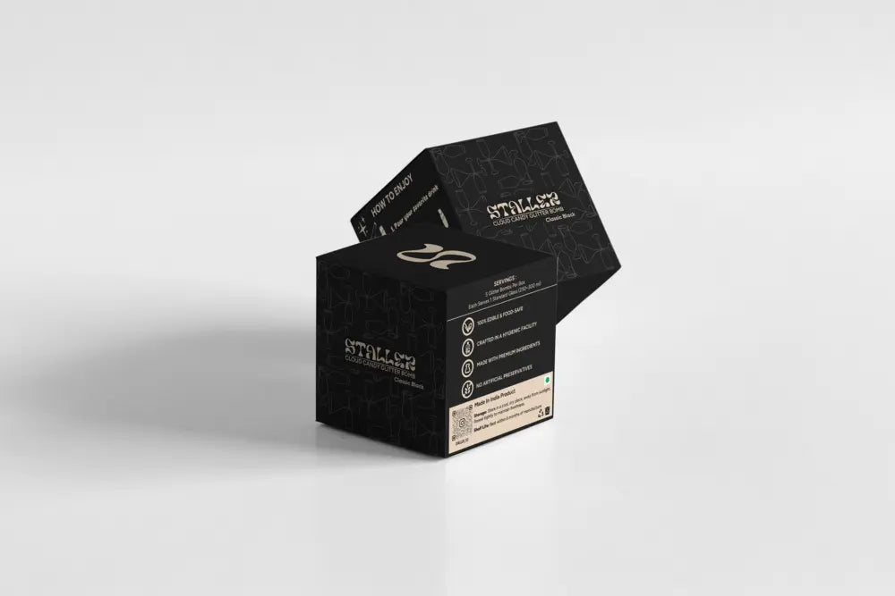 Staller luxury black cotton candy glitter bomb for drinks