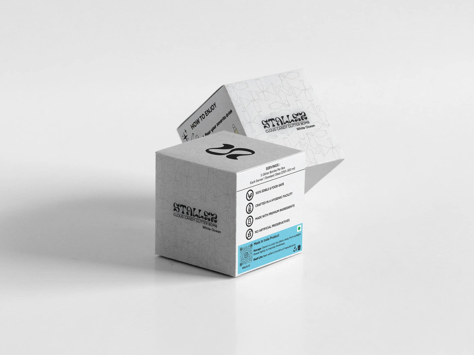 Staller White Ocean cotton candy glitter bomb for elegant drinks