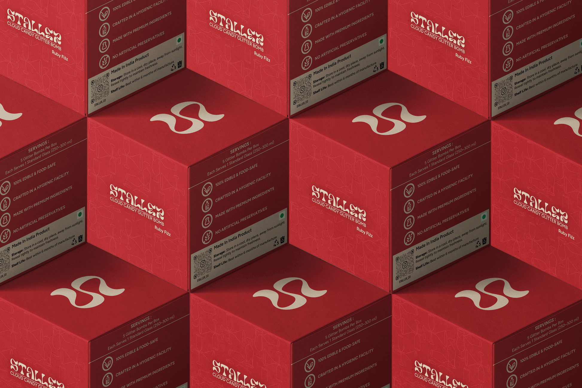 Staller Red Ruby Fizz edible glitter bomb for bar use Main Banner